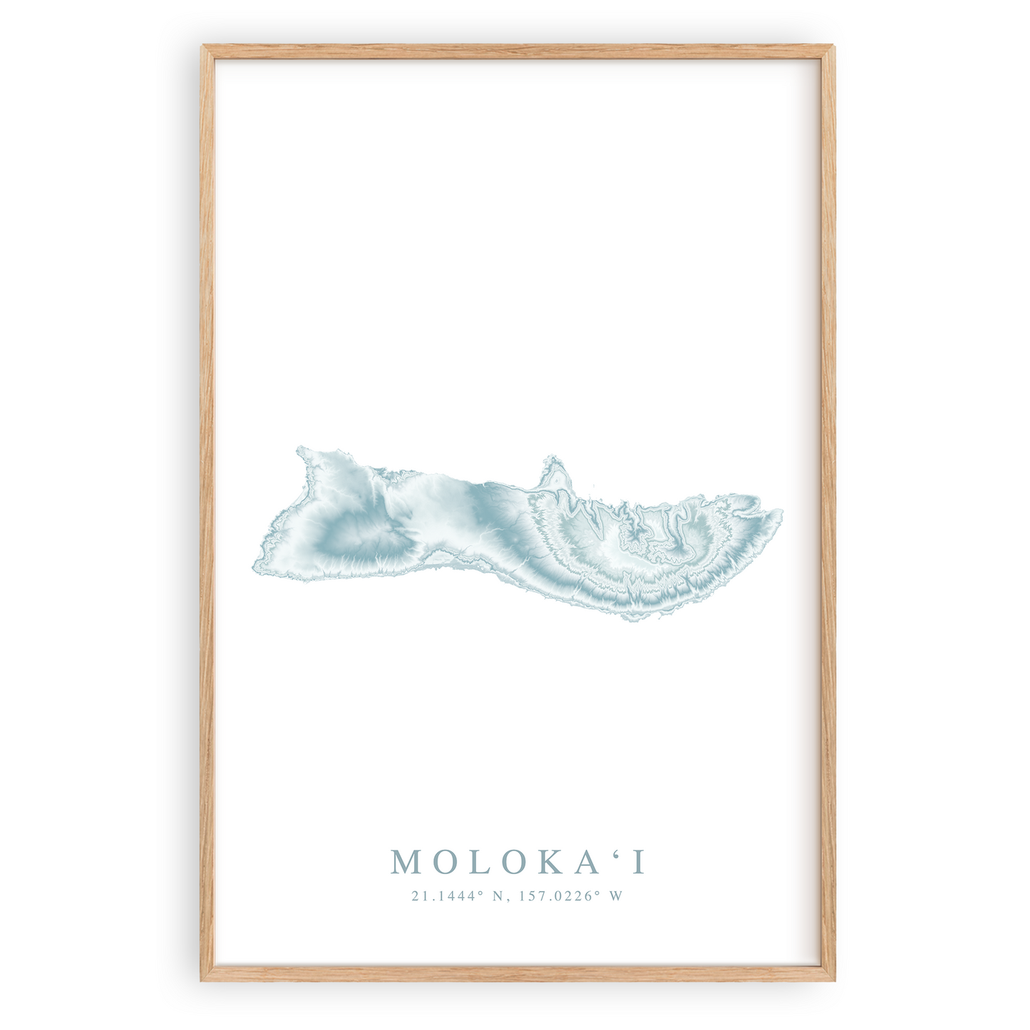 molokai hawaii map print in wood frame