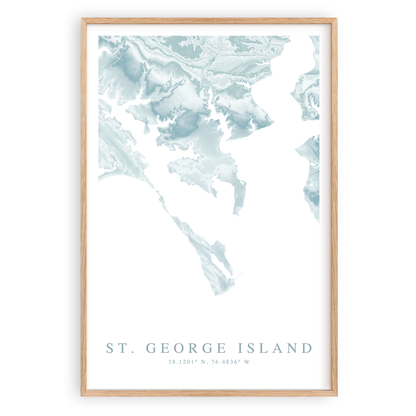 st george island maryland map print in wood frame