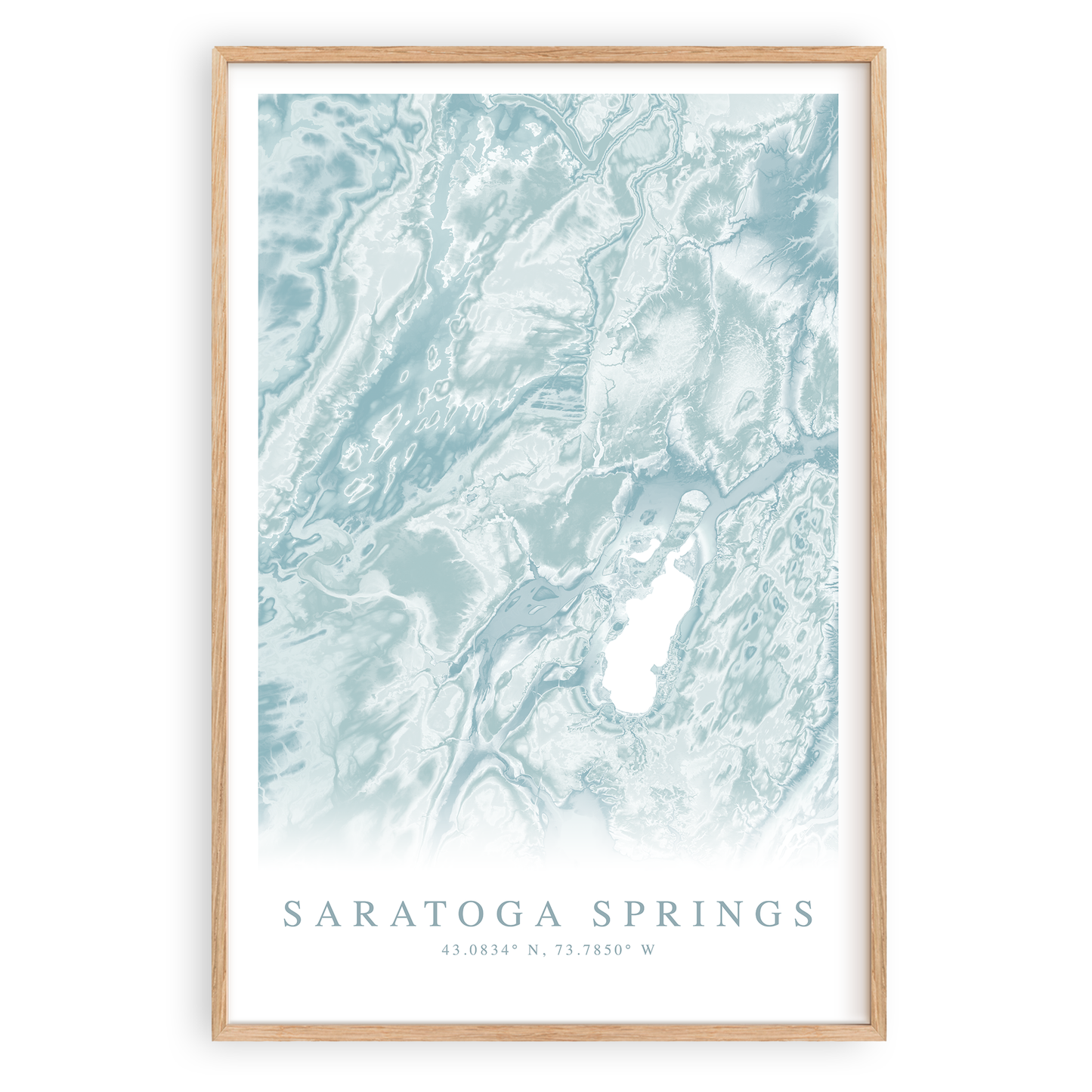 saratoga springs new york map print in wood frame