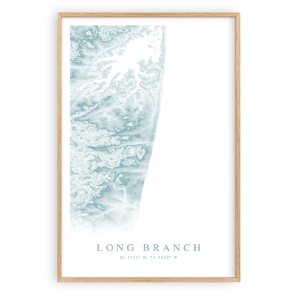 long branch new jersey map print in wood frame