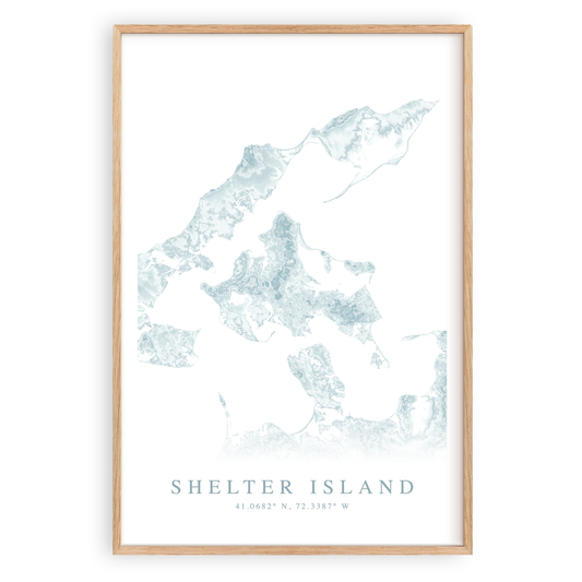 shelter island new york map print in wood frame