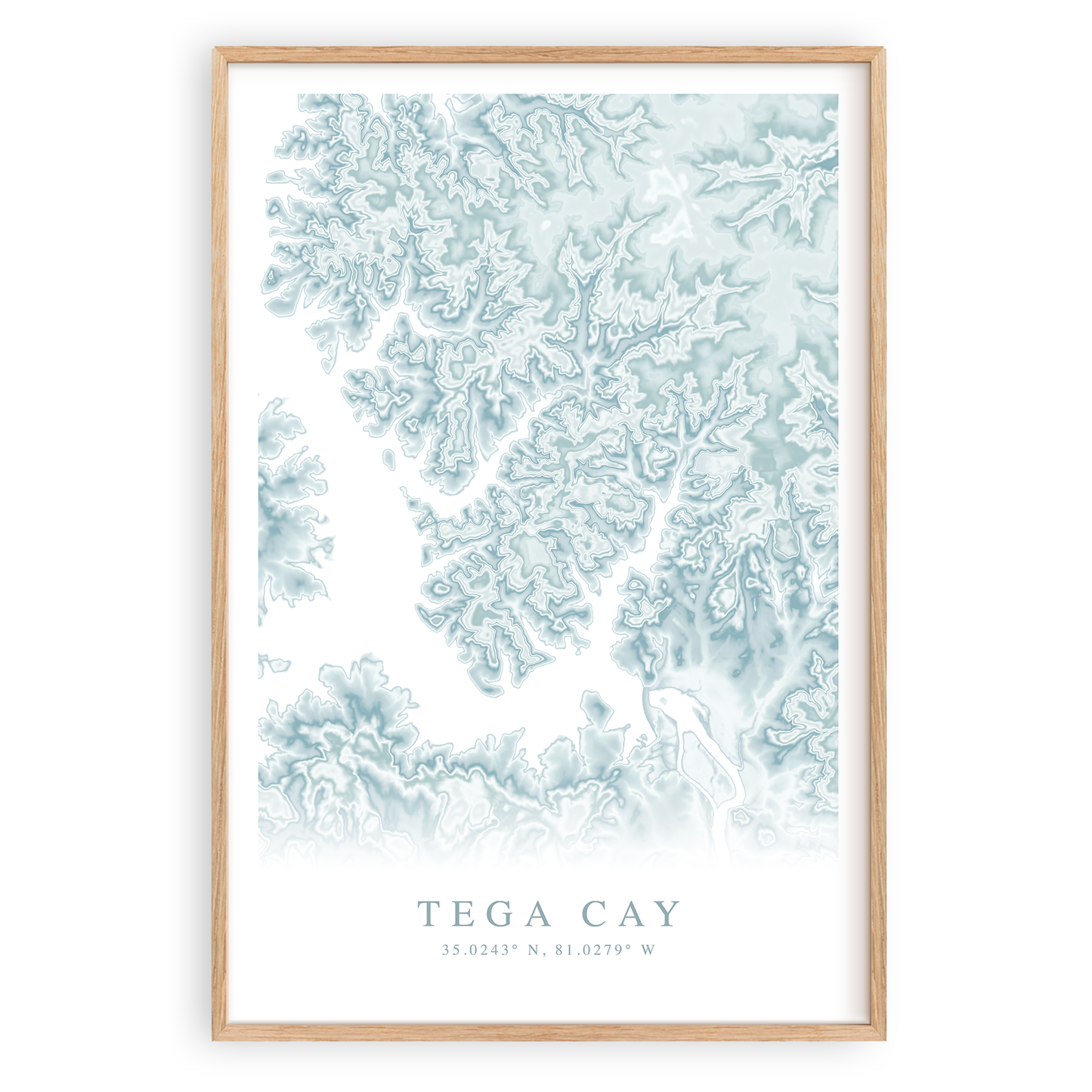 tega cay south carolina map print in wood frame