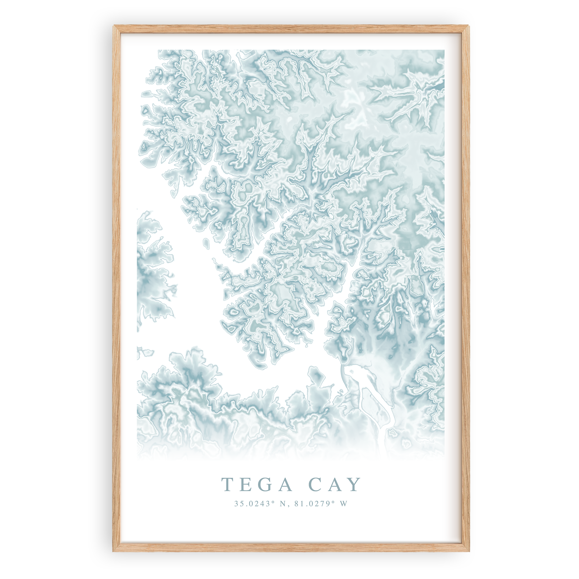 tega cay south carolina map print in wood frame