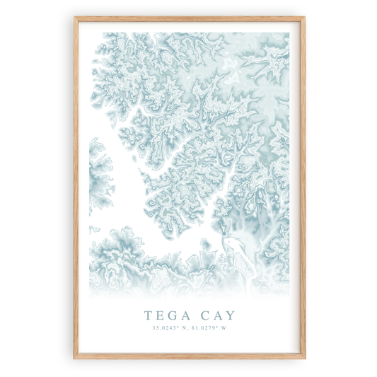 tega cay south carolina map print in wood frame