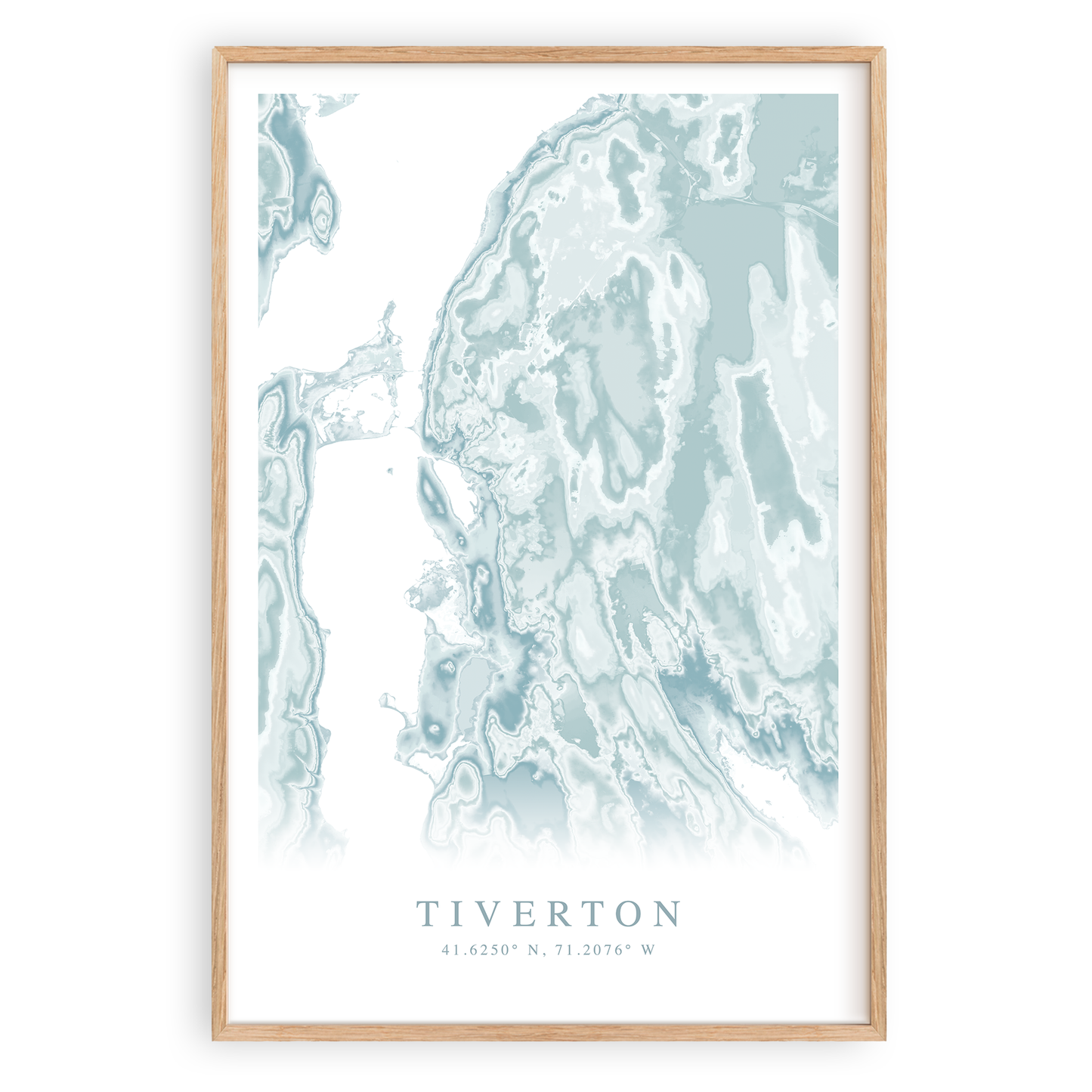 tiverton rhode island map print in wood frame