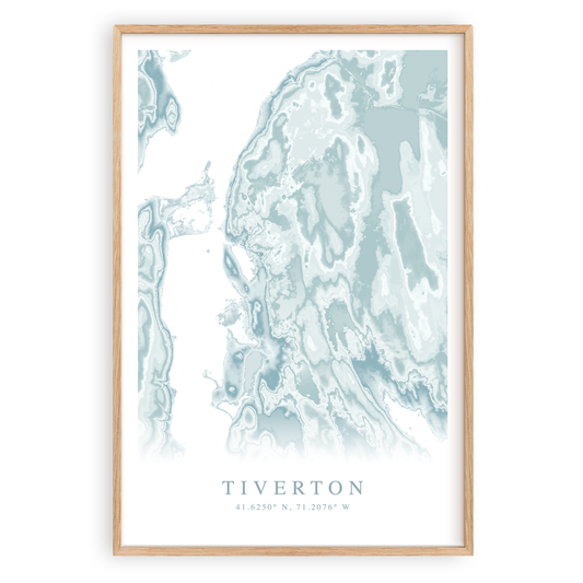 tiverton rhode island map print in wood frame