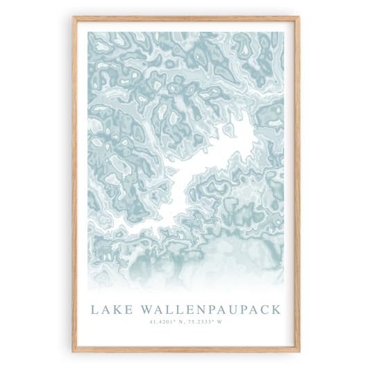 lake wallenpaupack pennsylvania map print in wood frame