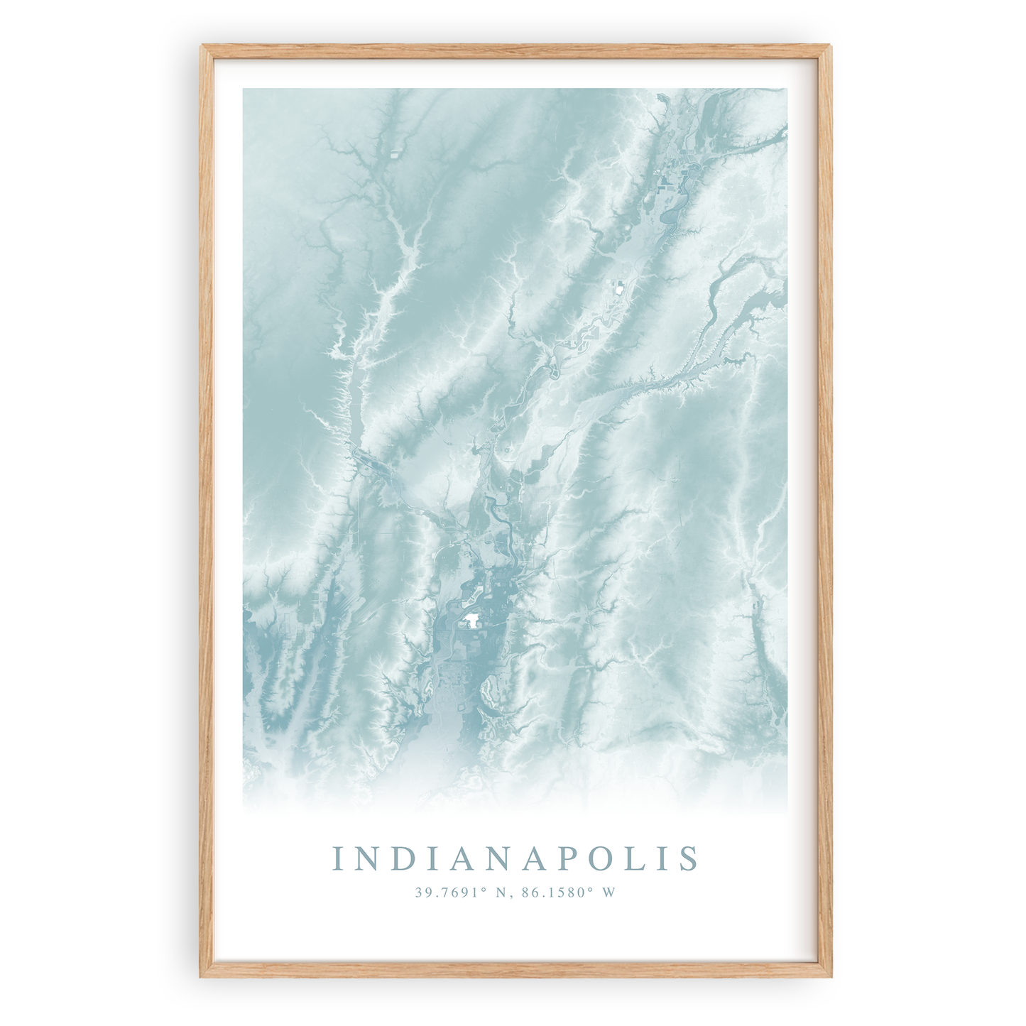 indianapolis indiana map print in wood frame