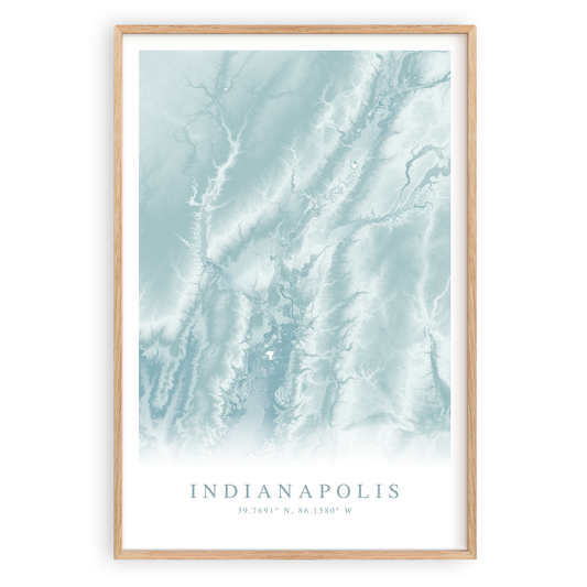 indianapolis indiana map print in wood frame