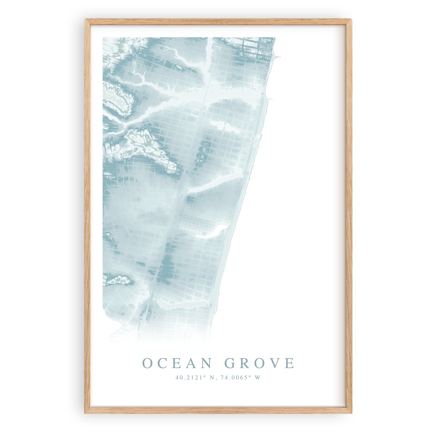 ocean grove new jersey map print in wood frame