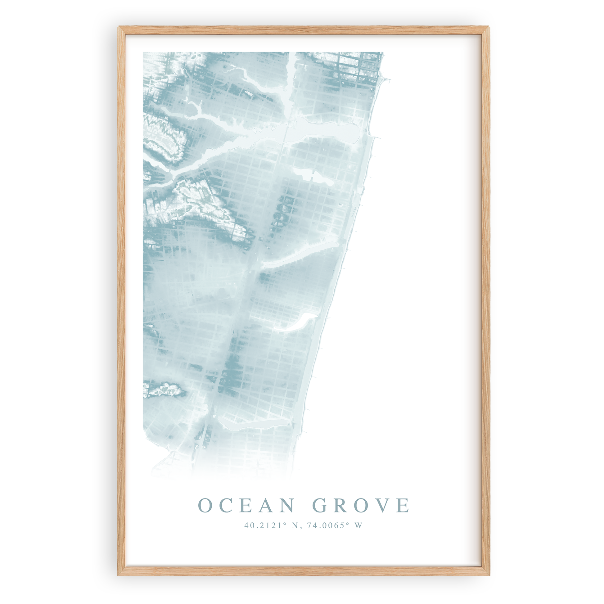 ocean grove new jersey map print in wood frame