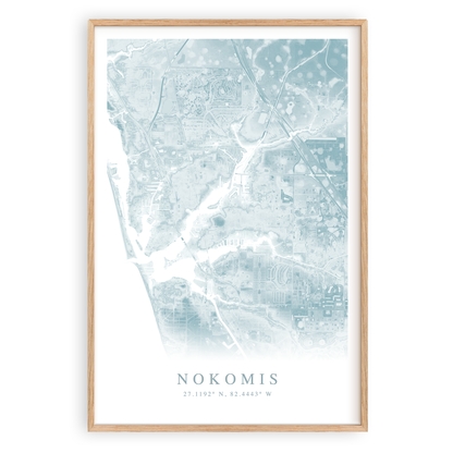 nokomis florida map print in wood frame