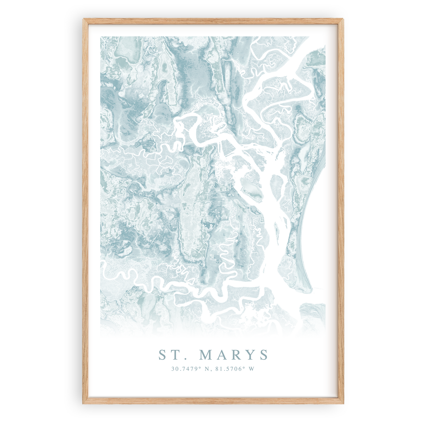 st marys georgia map print in wood frame