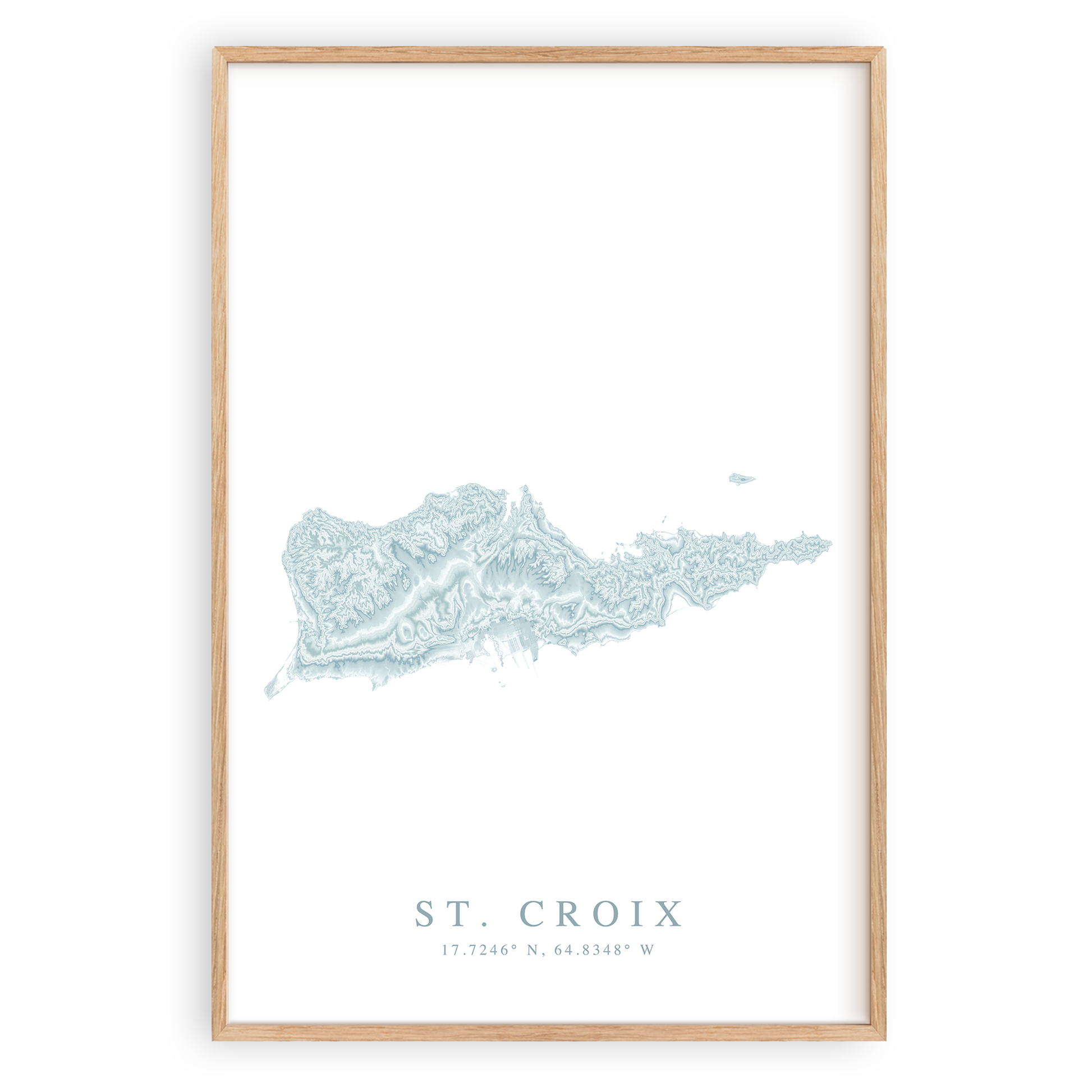 st croix usvi map print in wood frame