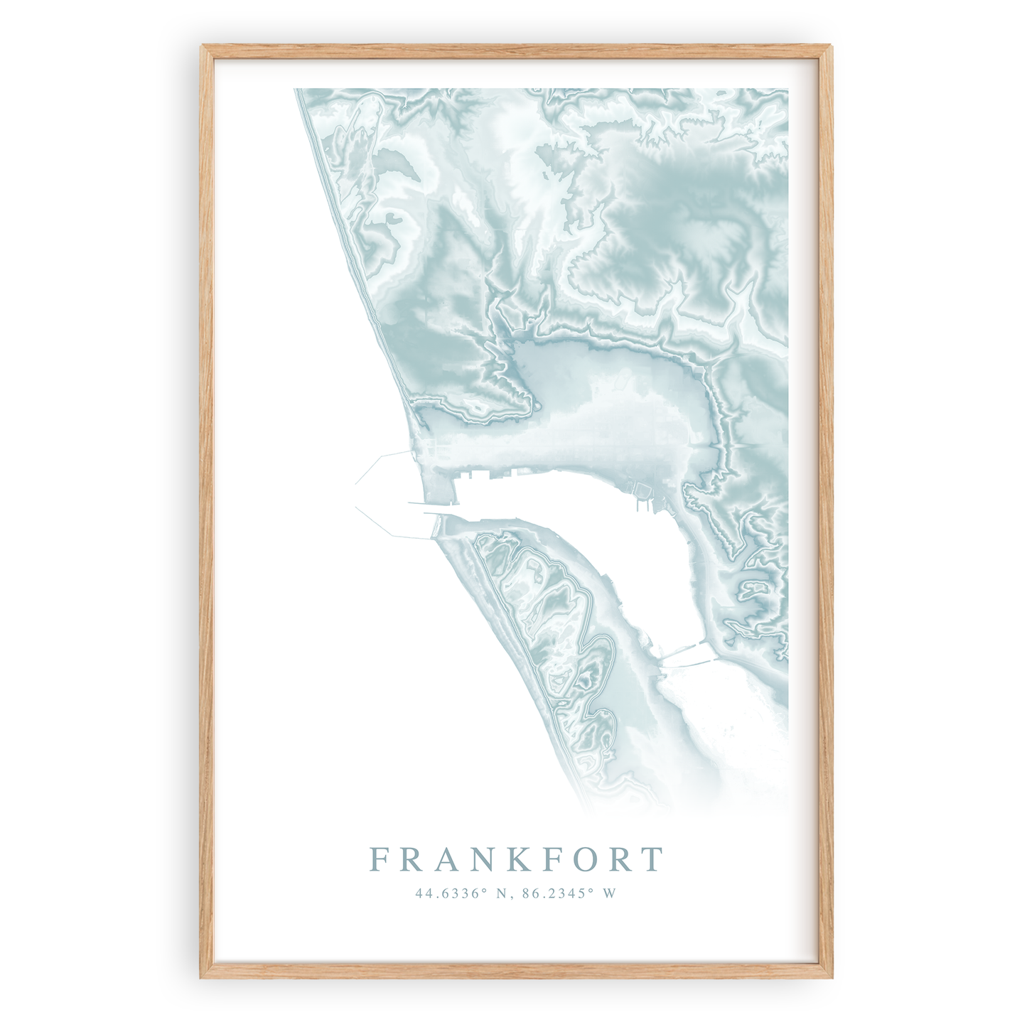 frankfort michigan map print in wood frame