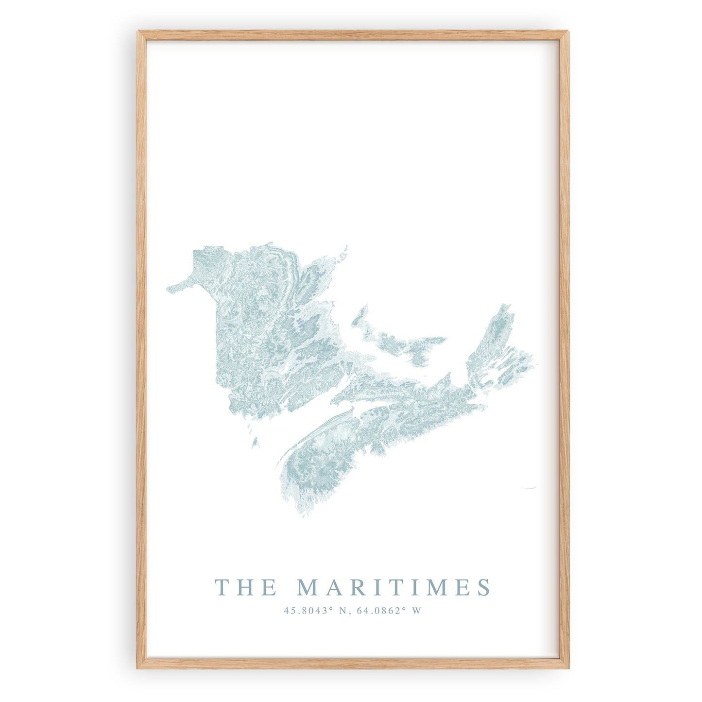 maritimes canada map print in wood frame