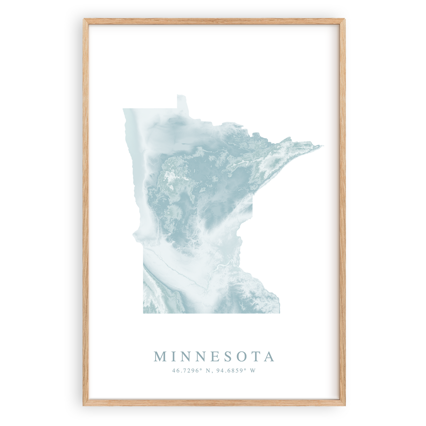 minnesota map print in wood frame