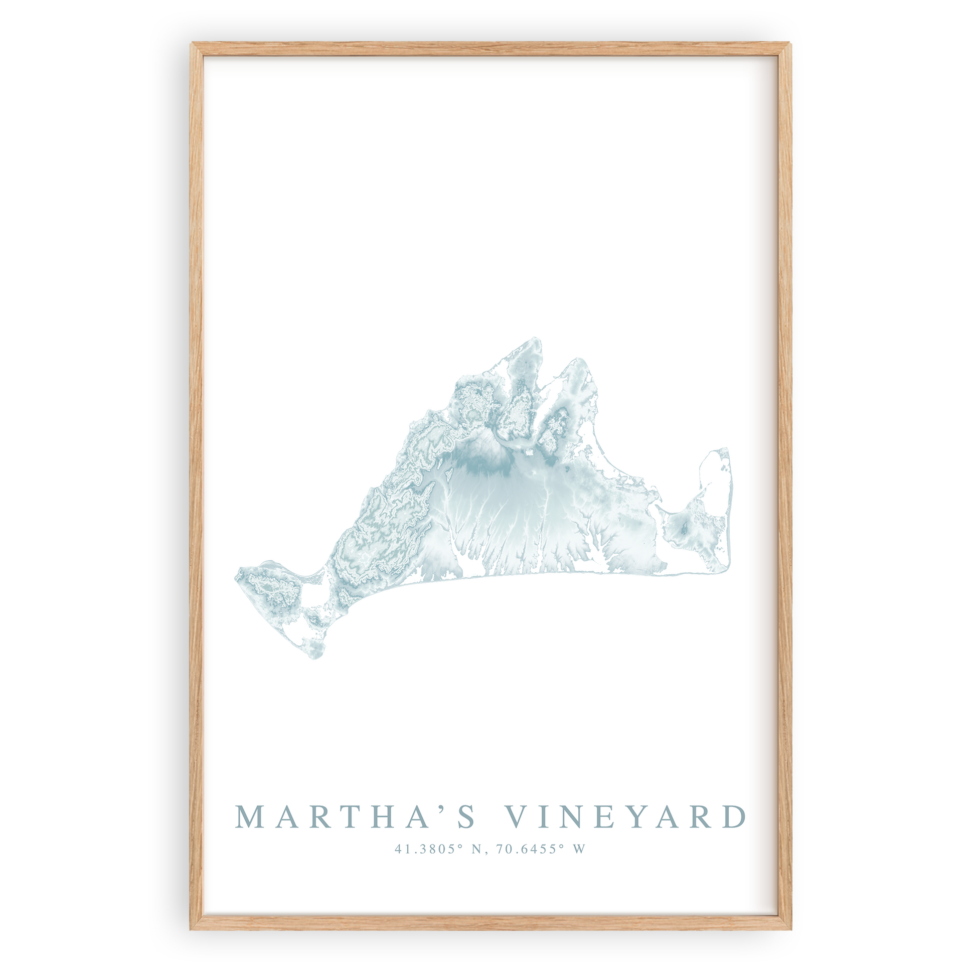 marthas vineyard map print in wood frame