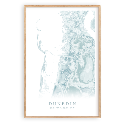 dunedin florida map print in wood frame