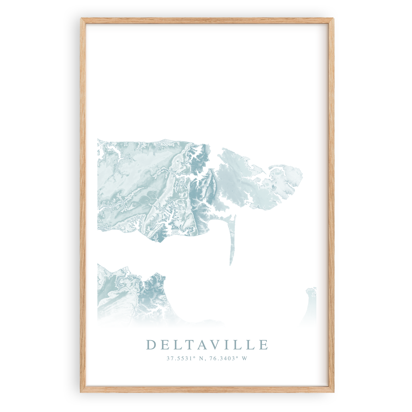 deltaville virginia map print in wood frame