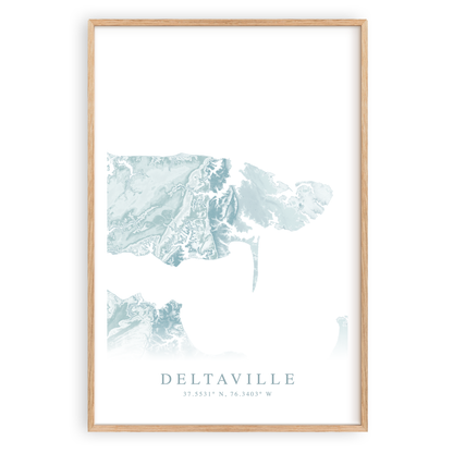deltaville virginia map print in wood frame