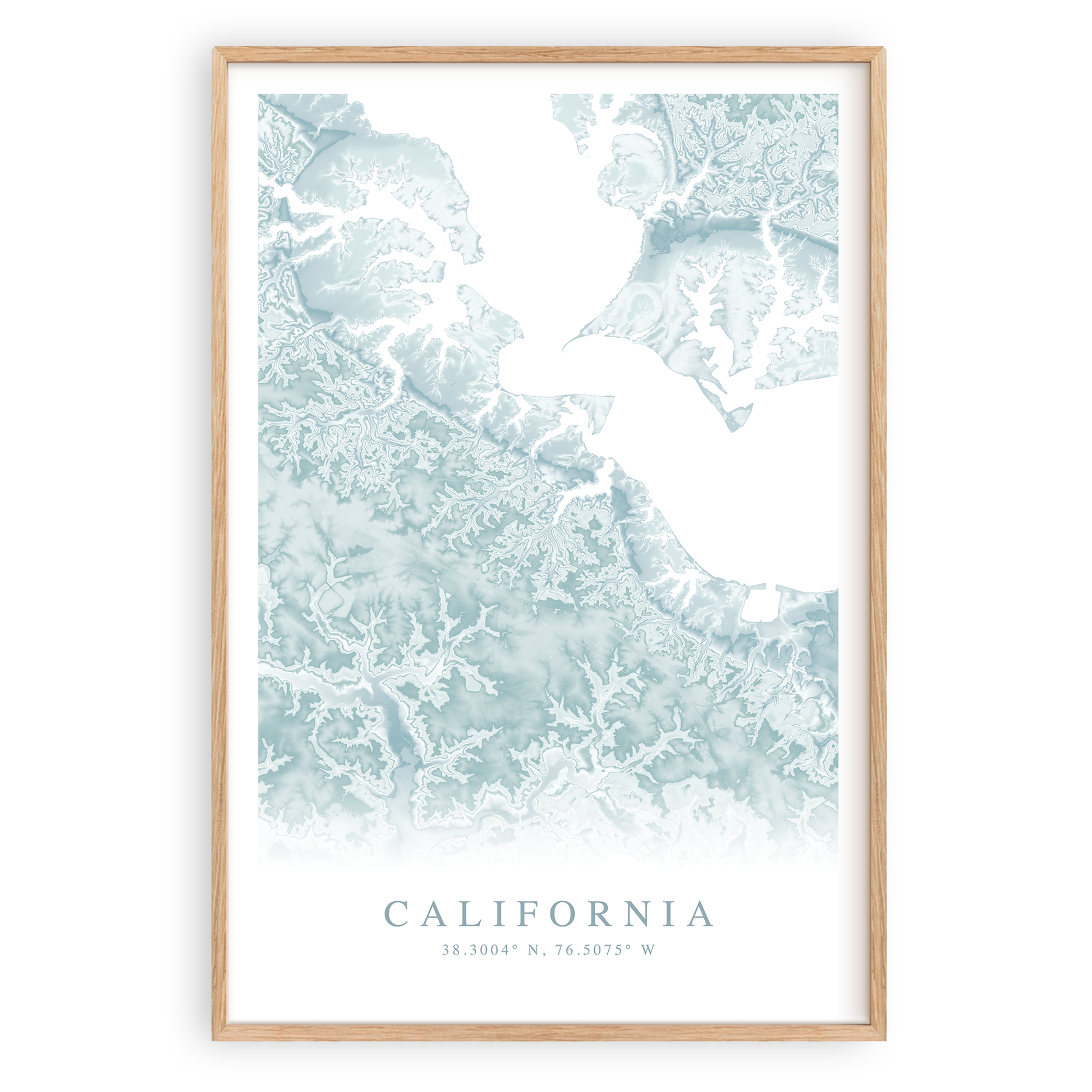 california maryland map print in wood frame