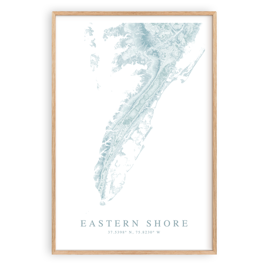 eastern shore va map print in wood frame