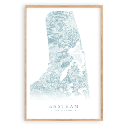 eastham massachusetts map print in wood frame