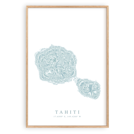 tahiti map print in wood frame