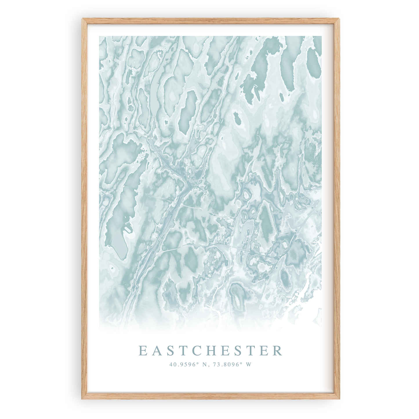 eastchester New York map print in wood frame
