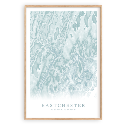 eastchester New York map print in wood frame