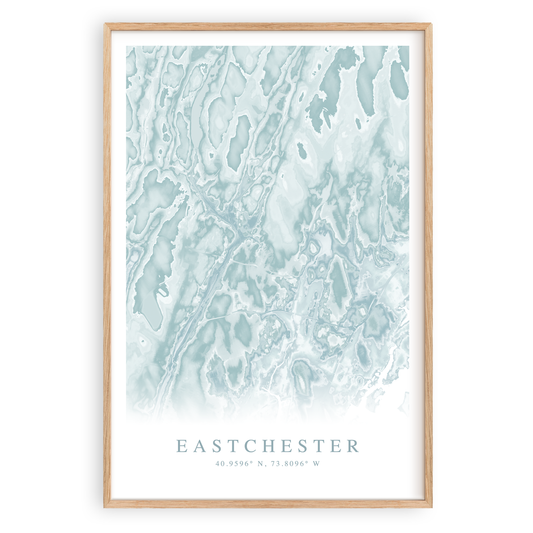 eastchester New York map print in wood frame