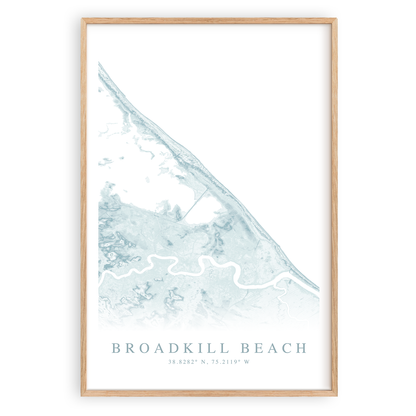 broadkill beach delaware map print in wood frame