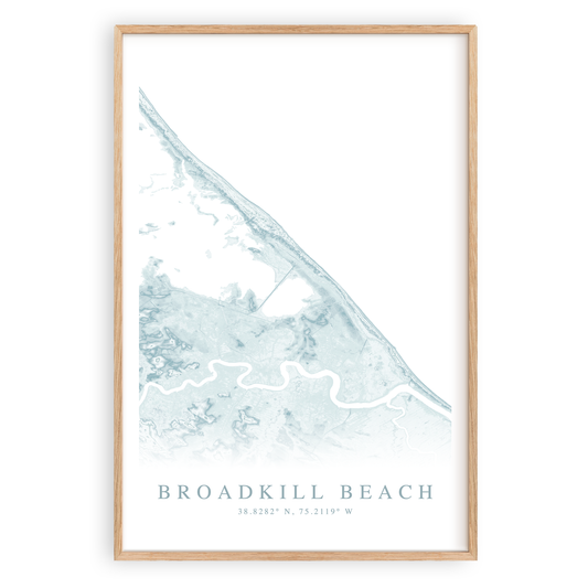broadkill beach delaware map print in wood frame