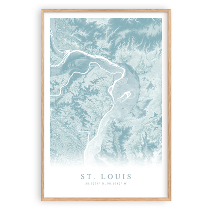 st louis missouri map print in wood frame
