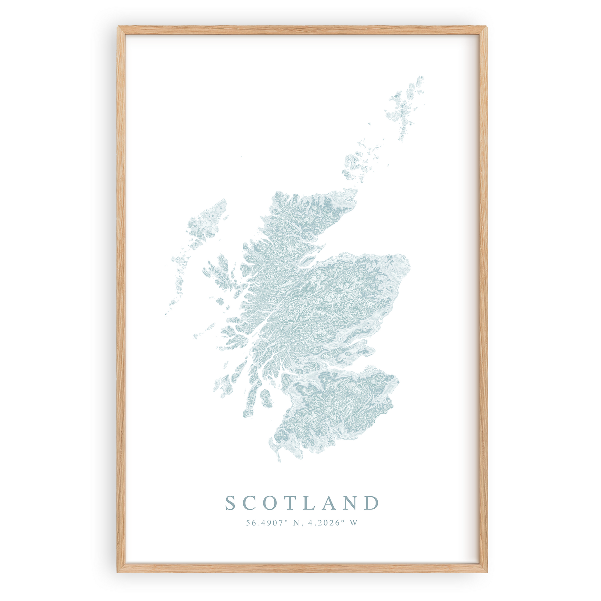 scotland map print in wood frame