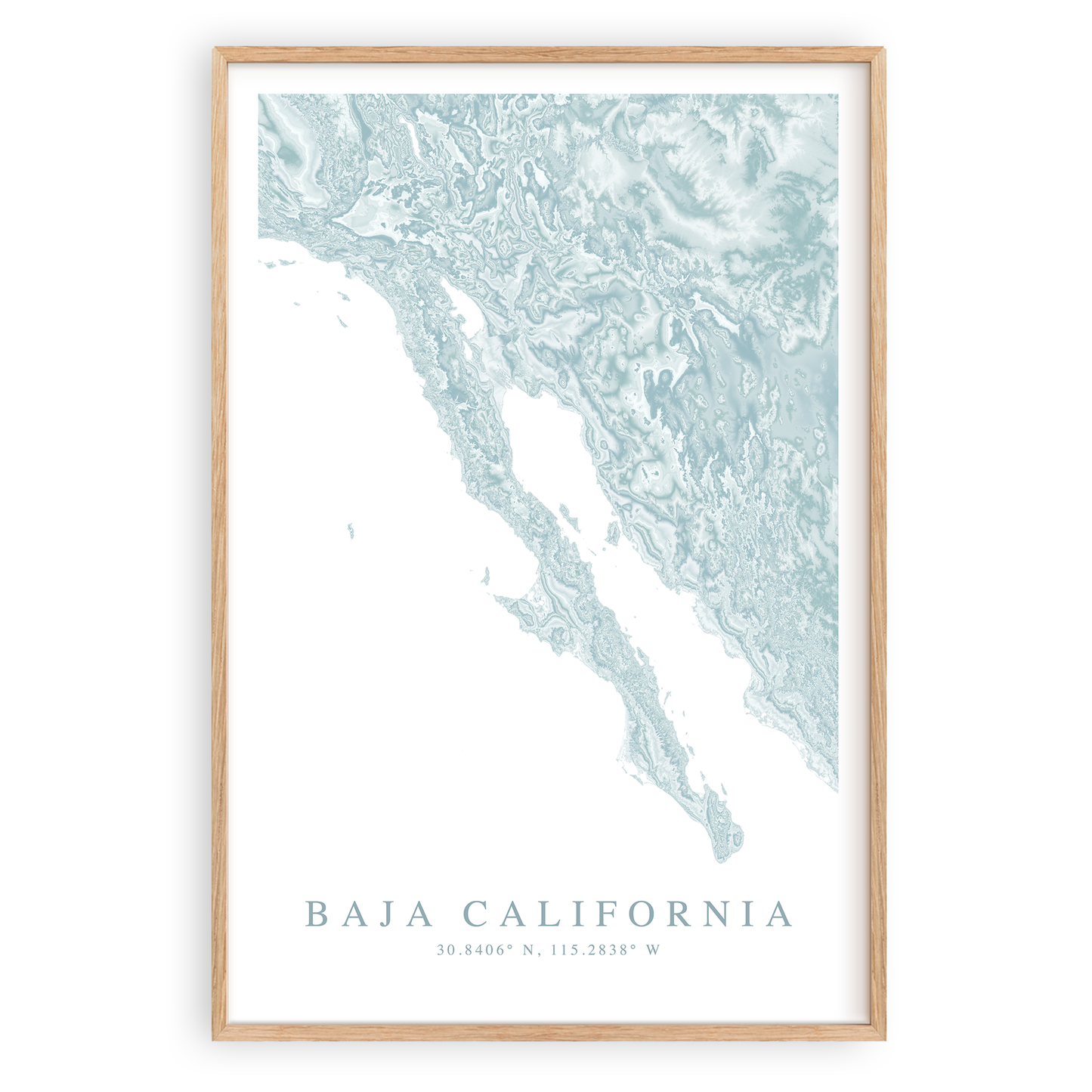 baja california map print in wood frame