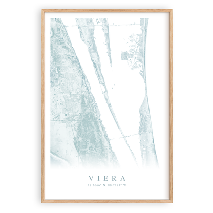 viera florida map print in wood frame