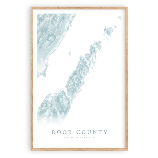 door county wisconsin map print in wood frame