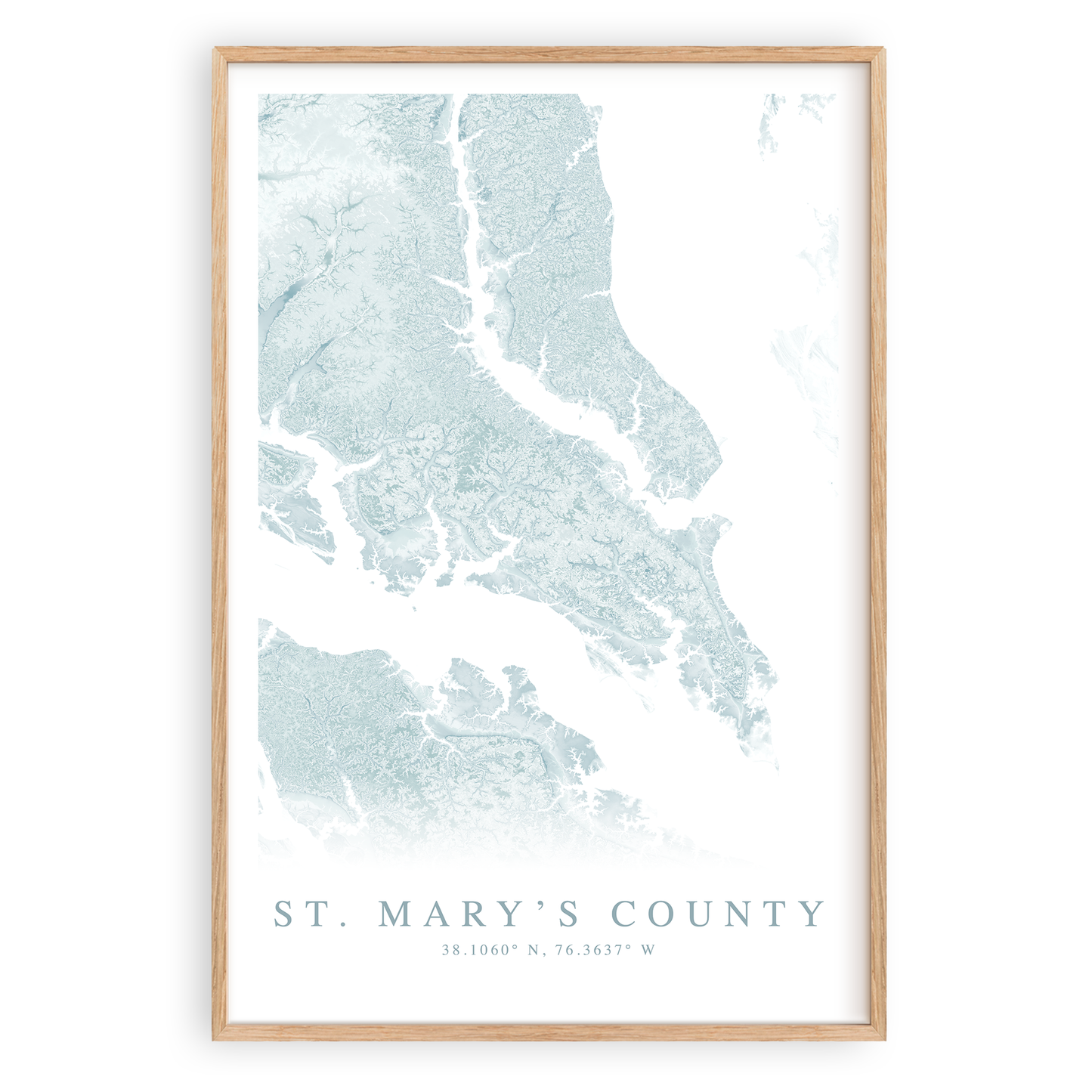 st marys county maryland map print in wood frame