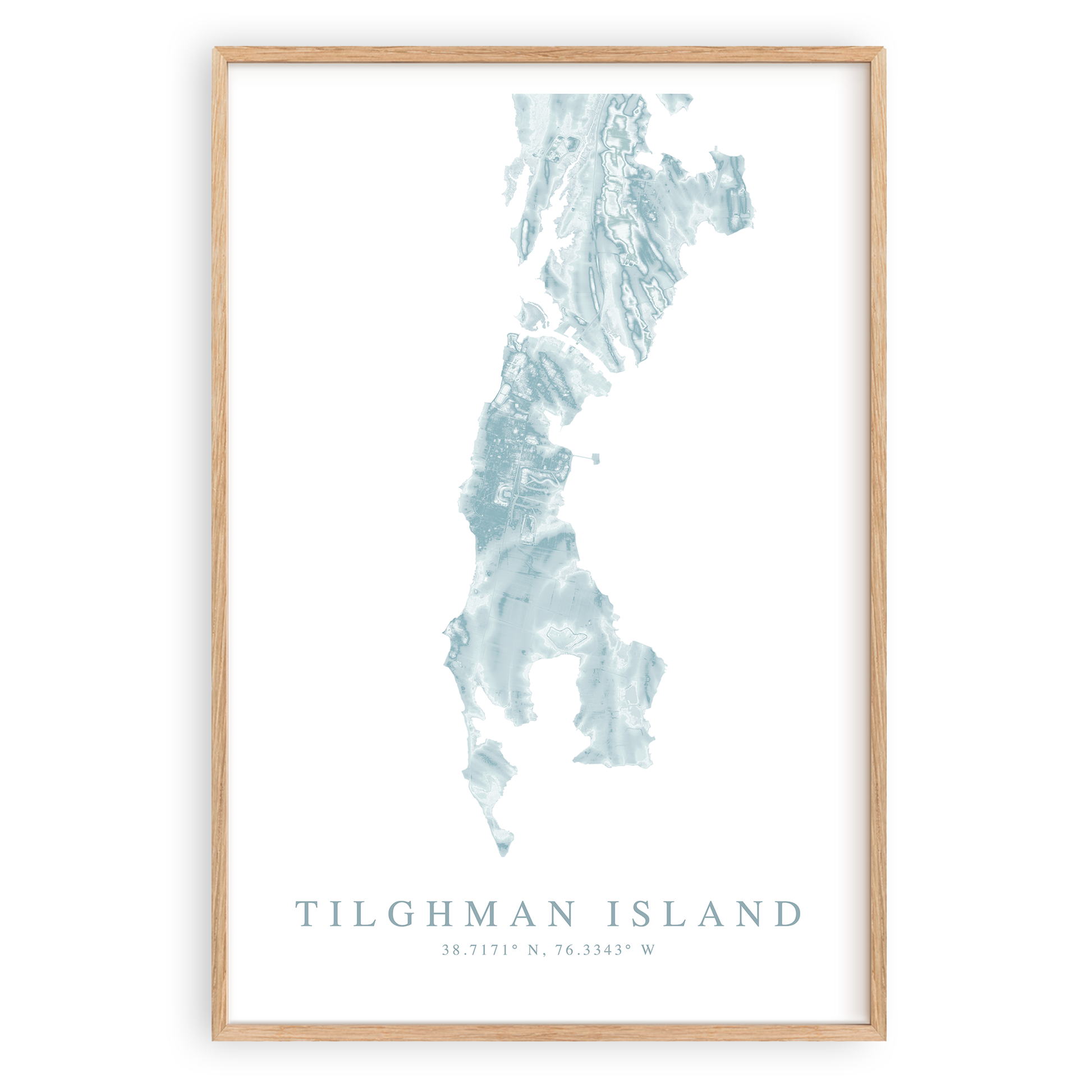 tilgham island maryland map print in wood frame