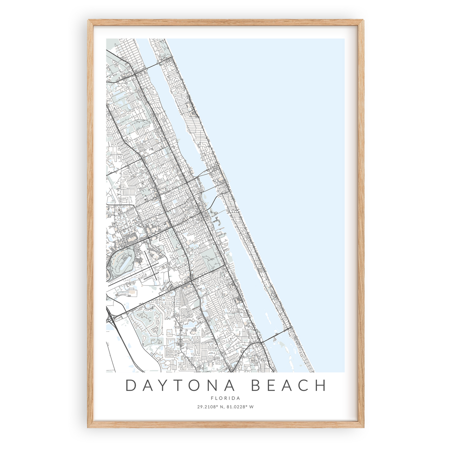 daytona beach florida framed map print