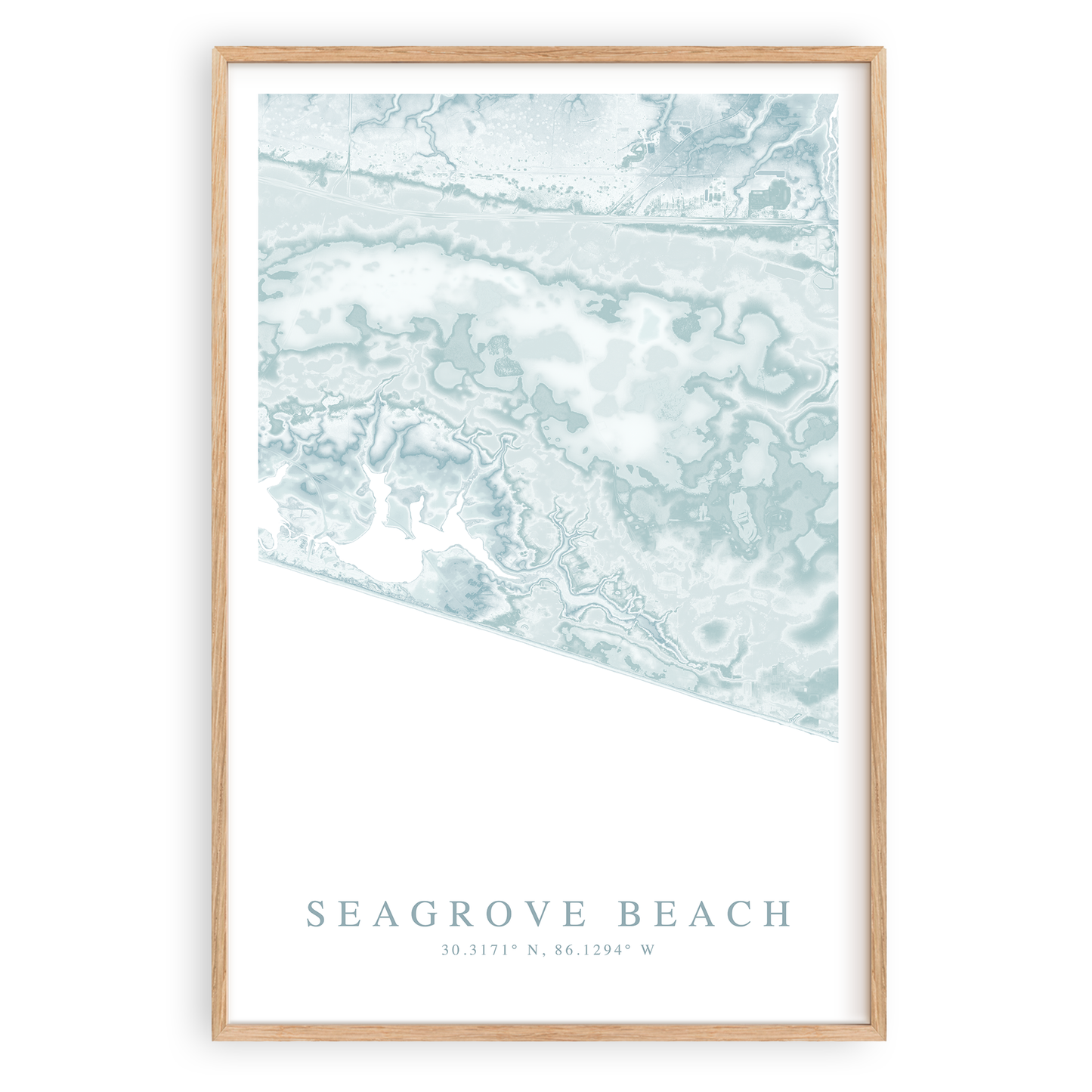 seagrove beach florida map print in wood frame