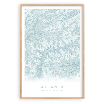 atlanta georgia map print in wood frame