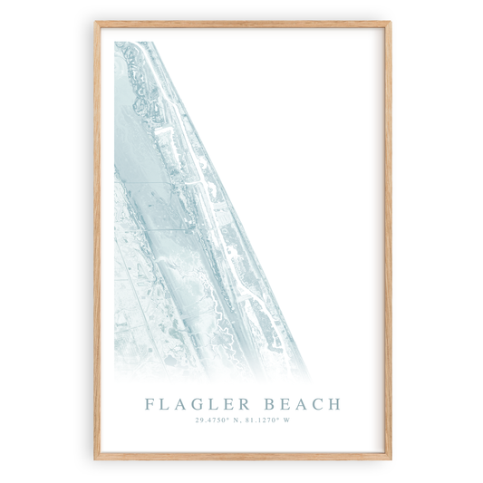 flagler beach florida map print in wood frame