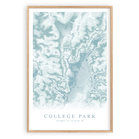 college park maryland map print in wood frame