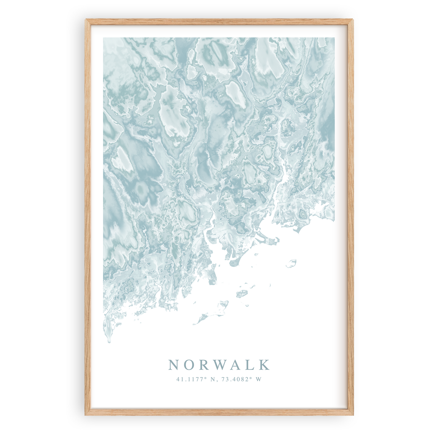 norwalk connecticut map poster in wood frame