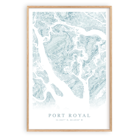 port royal south carolina map print in wood frame
