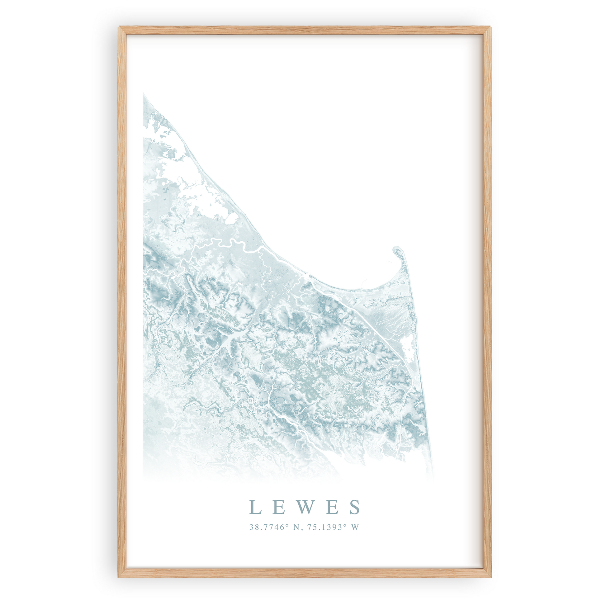 lewes delaware map print in wood frame