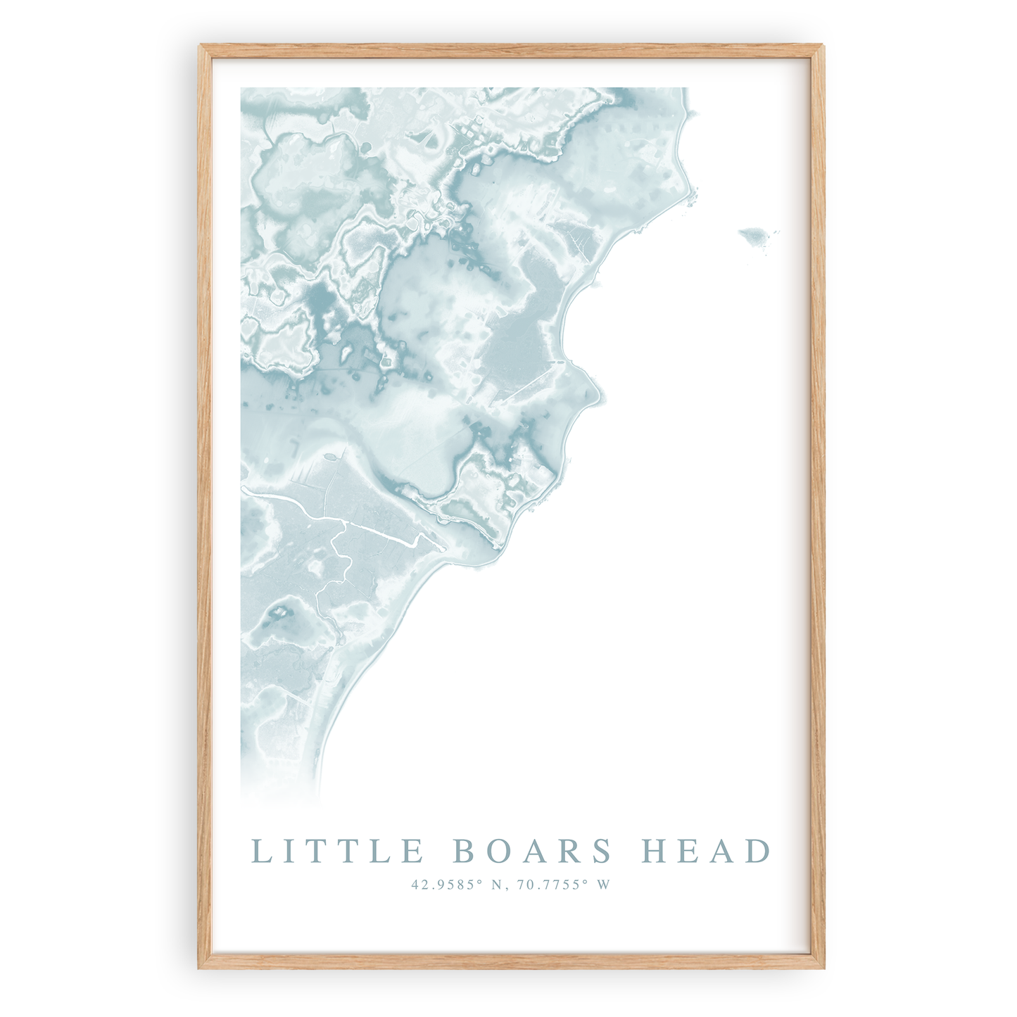 little boars head new hampshire map print in wood frame